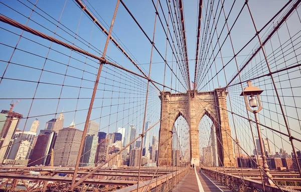 日の出ブルックリン ブリッジ ヴィンテージ様式化された画像 ニューヨーク市 アメリカ合衆国 — ストック写真