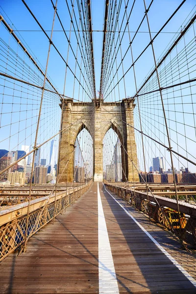 Бруклинский Мост Восходе Солнца Нью Йорк Сша — стоковое фото