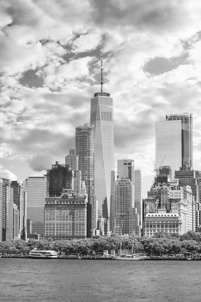 Czarno Biały Obraz Panoramę Nowego Jorku Usa — Zdjęcie stockowe