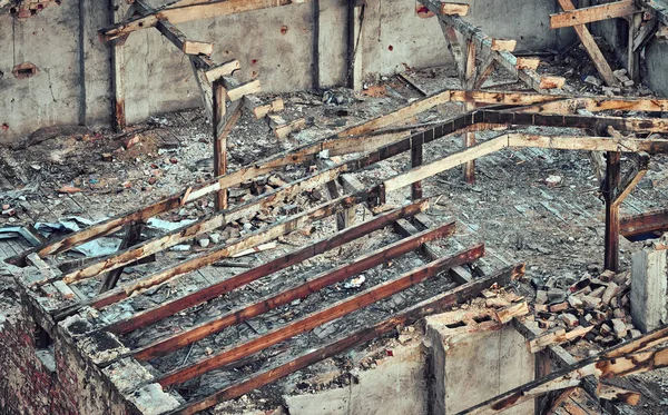 Цветная Тонировка Разрушенного Здания Концепция Катастрофы — стоковое фото