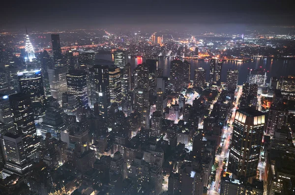 Vista Aérea Nocturna Ciudad Nueva York Estados Unidos —  Fotos de Stock