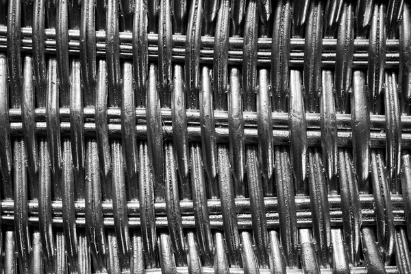 Black White Close Picture Silver Painted Wicker Pattern Selective Focus — Stock Photo, Image