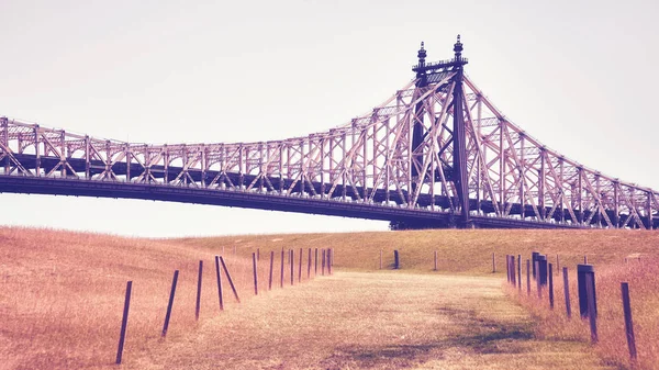 Vintage Stiliserad Bild Queensboro Bridge Sett Från Roosevelt Island New — Stockfoto