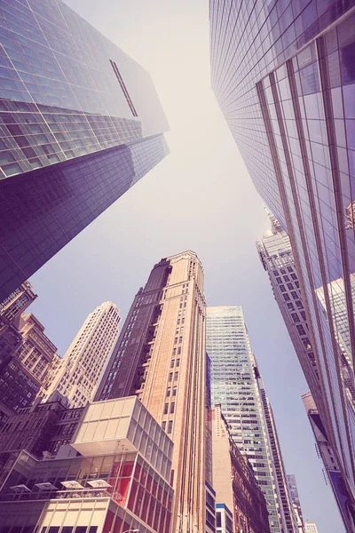 Rascacielos Ciudad Nueva York Mirando Hacia Arriba Perspectiva Color Tonificado — Foto de Stock