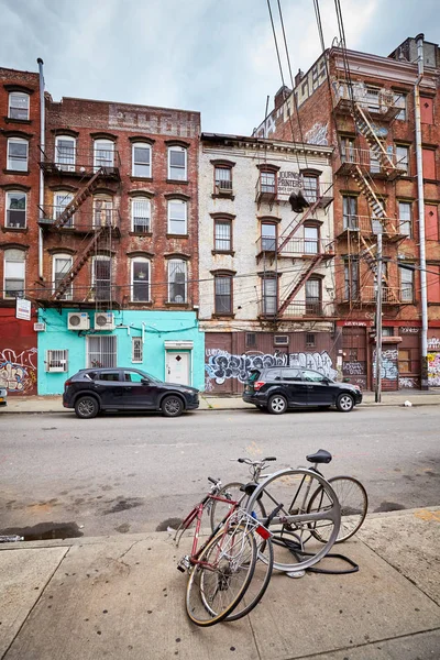 Нью Йорк Сша Липня 2018 Сломанной Велосипедах Вулиці Вільямсбурзі Одного — стокове фото