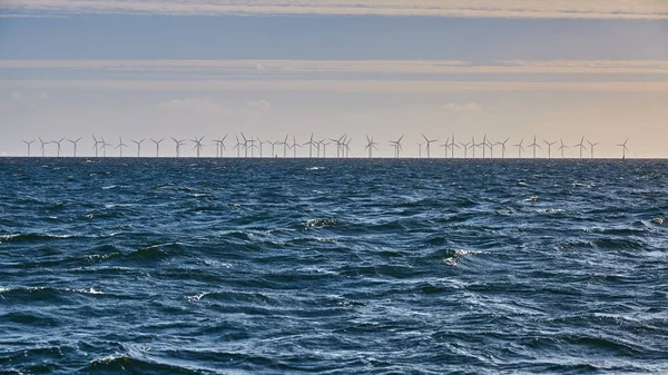 Panoramablick Auf Einen Offshore Windpark Sauberes Energiekonzept — Stockfoto