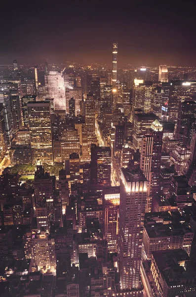 Manhattan Notte Vista Dall Empire State Building Foto Colori Stati — Foto Stock