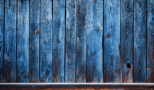 Vieux Mur Bois Avec Peeling Peinture Bleue Fond Texture — Photo