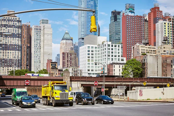 New York Usa June 2018 Busy Intersection Downtown New York — Stock Photo, Image