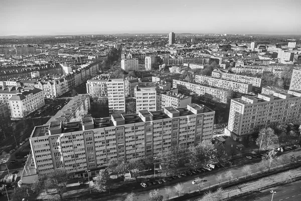 Vista Aérea Preto Branco Cidade Szczecin Stettin Polónia — Fotografia de Stock