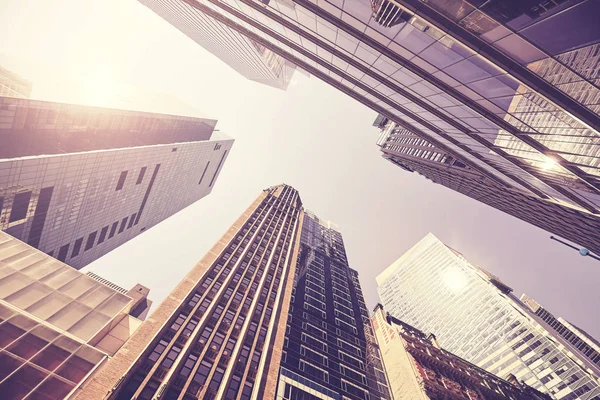 Looking Manhattan Buildings Sunset Color Toned Picture New York City — Stock Photo, Image