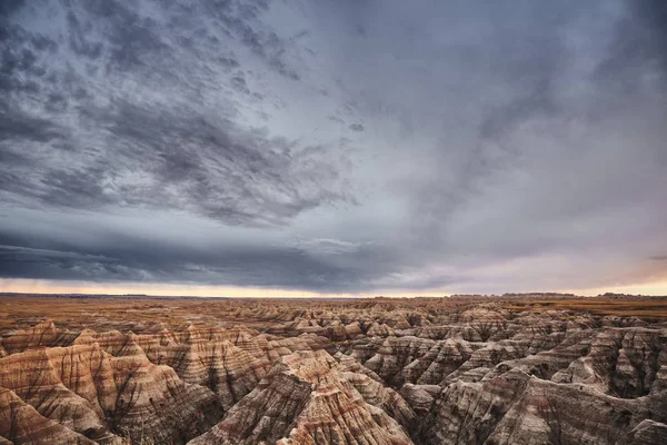 Doğal Günbatımı Badlands Ulusal Park Uygulamalı Güney Dakota Abd Tonlama — Stok fotoğraf