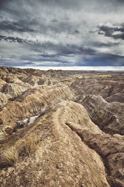 Badlands Ulusal Parkı Güney Dakota Abd Üzerinden Yağmurlu Bulutlar — Stok fotoğraf