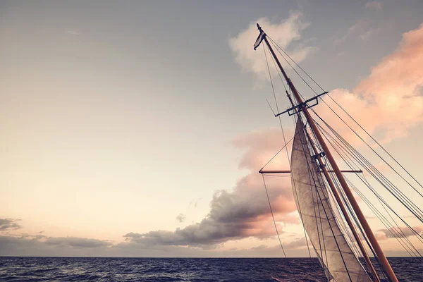 Sail Sunset Endless Travel Concept Color Toned Picture — Stock Photo, Image