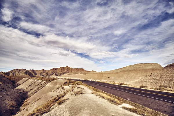 Scenic Road Färg Tonad Bild South Dakota Usa — Stockfoto