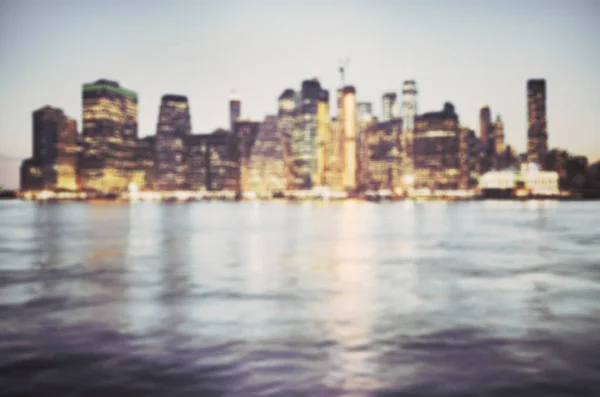 Verschwommenes Bild Der Skyline Von Manhattan Bei Sonnenuntergang Abstrakter Städtischer — Stockfoto