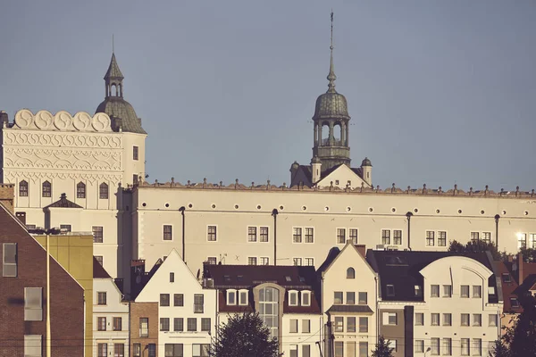Szczecin City Arquitetura Histórica Moderna Tonificação Cor Aplicada Polônia — Fotografia de Stock
