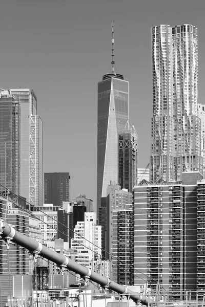 Imagem Preto Branco Horizonte Moderno Cidade Nova Iorque Eua — Fotografia de Stock