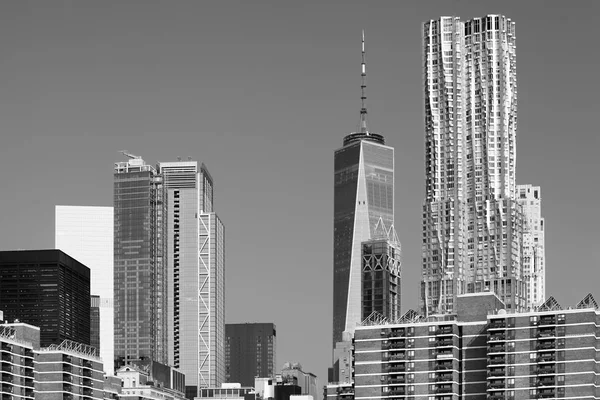 Zwart Wit Foto Van Moderne Skyline Van New York City — Stockfoto