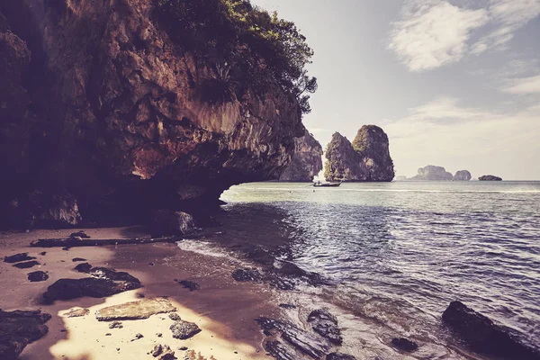 Enseada Tranquila Província Krabi Foto Tonificada Cor Retro Tailândia — Fotografia de Stock