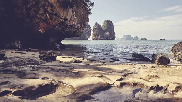 Enseada Tranquila Província Krabi Foto Tonificada Cor Retro Tailândia — Fotografia de Stock