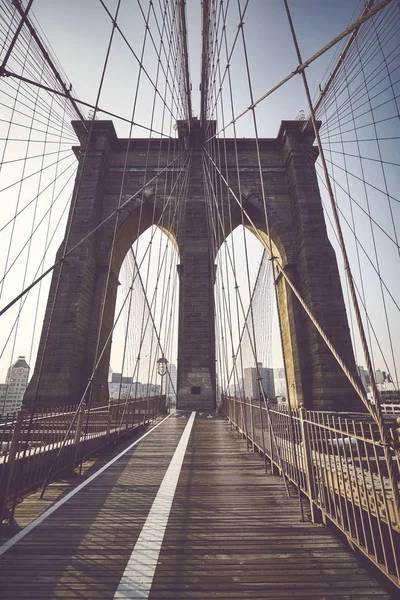 Brooklyn Bridge Vid Soluppgången Färg Tonad Bild Nyc — Stockfoto