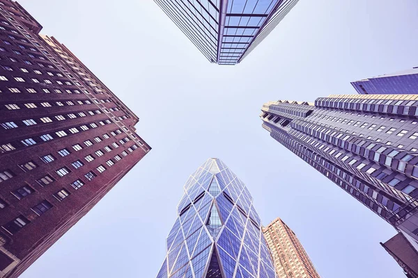 Looking New York Skyscrapers Color Toned Picture Usa — Stock Photo, Image