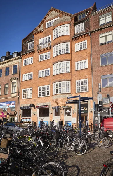 Köpenhamn Danmark Oktober 2018 Cyklar Parkerade Gammeltorv Gamla Marknaden Äldsta — Stockfoto