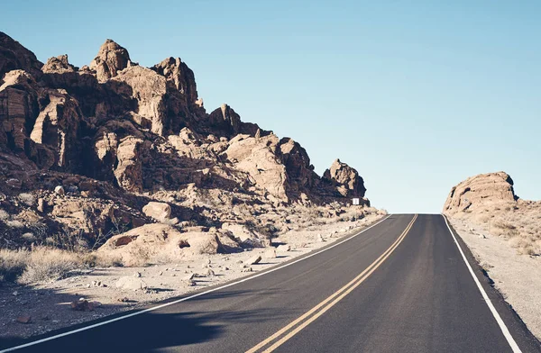 Nevada Desert Road Color Toned Travel Concept Picture Usa — Stock Photo, Image