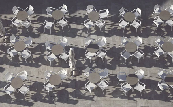 Cafe stoły i krzesła z góry. — Zdjęcie stockowe