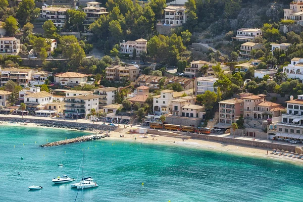 Letecký pohled na Port de Sóller, Mallorca. — Stock fotografie