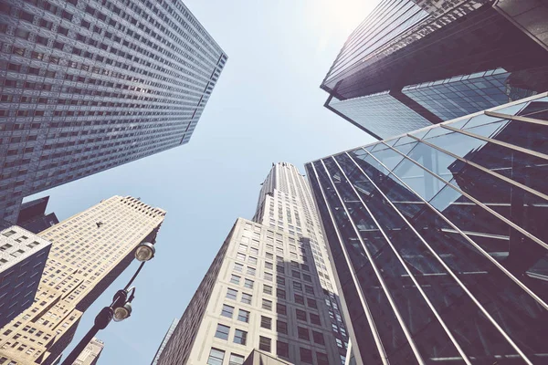 Looking up at Manhattan skyscrapers, New York.