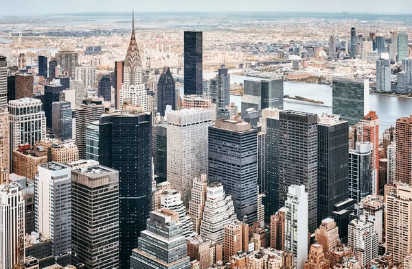 Luftaufnahme Der Skyline Von Manhattan Farbtonung Aufgetragen New York City — Stockfoto