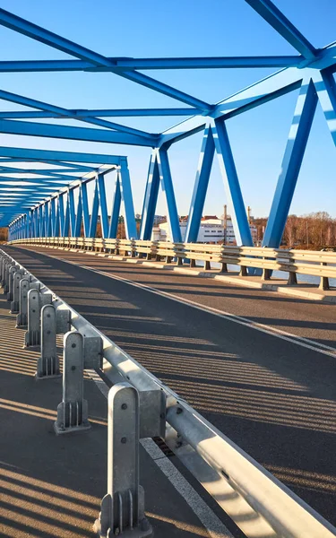 Most Drogowy Szczecinie Zachodzie Słońca Polska — Zdjęcie stockowe