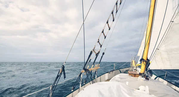 Panoramic View Old Schooner Sailing Ocean — Stock Photo, Image