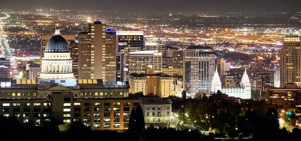 Vista Panorámica Salt Lake City Por Noche Utah — Foto de Stock