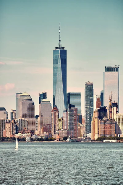 Retro Toned Picture Manhattan Waterfront New York City Usa — Stock Photo, Image