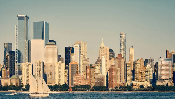 Panorámás Kilátás New York City Városára Színes Kép Usa — Stock Fotó