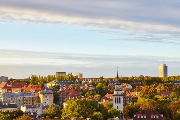 Paysage Urbain Szczecin Beau Lever Soleil Pologne — Photo