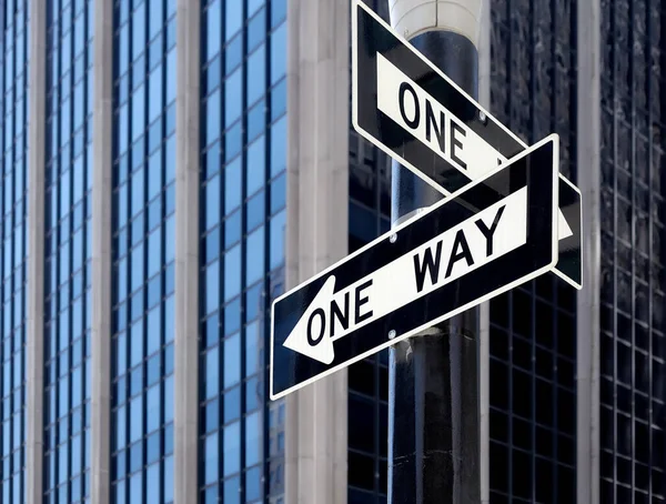 One Way Street Traffic Signs New York City Selective Focus — Stock Photo, Image