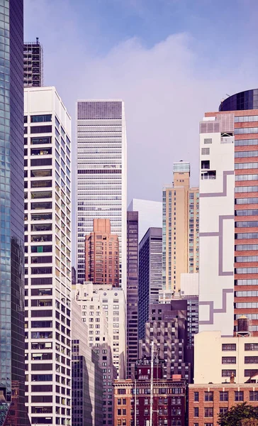 曼哈顿多样化建筑 彩色色调图片 纽约市 — 图库照片