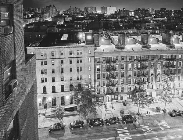 Black White Picture Harlem Neighborhood Night New York City Usa — Stock Photo, Image