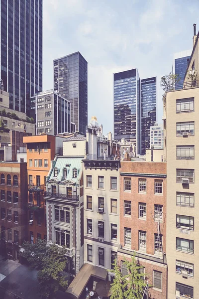 Retro Gestileerd Beeld Van New York Diverse Architectuur Usa — Stockfoto