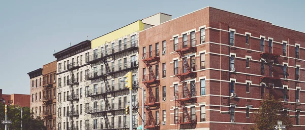 Edifícios Com Fugas Incêndio Harlem New York Tonificação Cor Aplicada — Fotografia de Stock