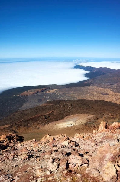 Pohled Vrcholu Sopky Teide Mraky Nad Oceánem Tenerife Španělsko — Stock fotografie