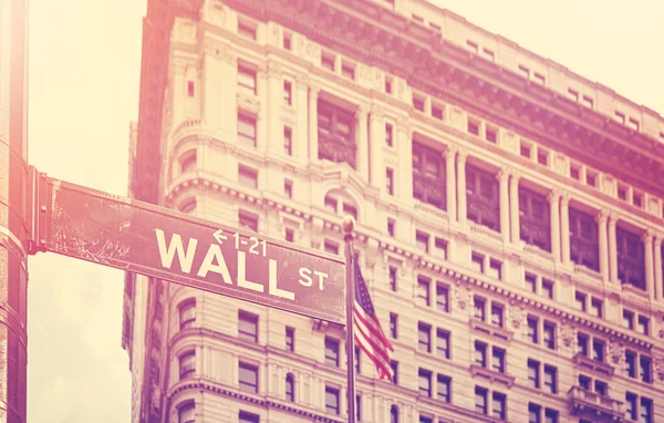 Retro Stilizált Kép Wall Street Jel Manhattan Szelektív Fókusz New — Stock Fotó