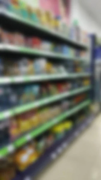 Zamazane Tło Produktu Półkach Sklepu Lokal Supermarketu Pobieranie — Zdjęcie stockowe