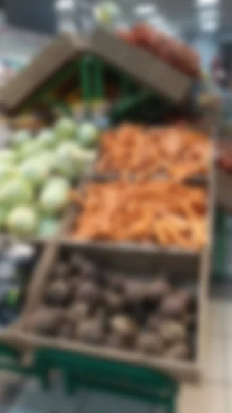 Blurred Background Store Shelves Vegetables Fruits Grocery Store — Stock Photo, Image