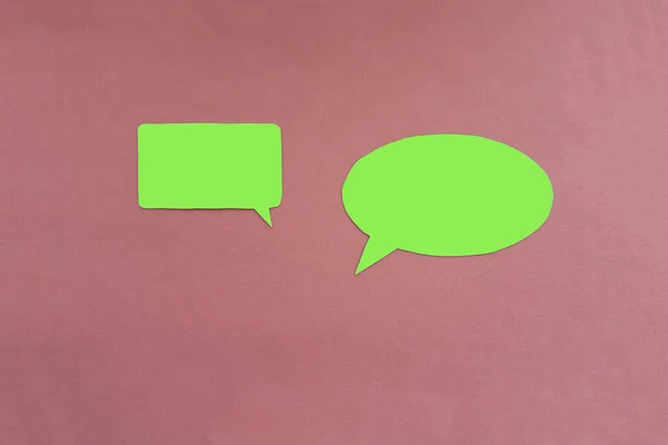 Зеленый Овал Прямоугольник Розовом Фоне Диалог Между Двумя Сторонами Разговор — стоковое фото