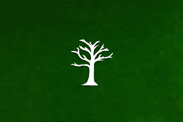 Ein Baum Ohne Blätter Ist Weiß Auf Grünem Hintergrund Vegetation — Stockfoto